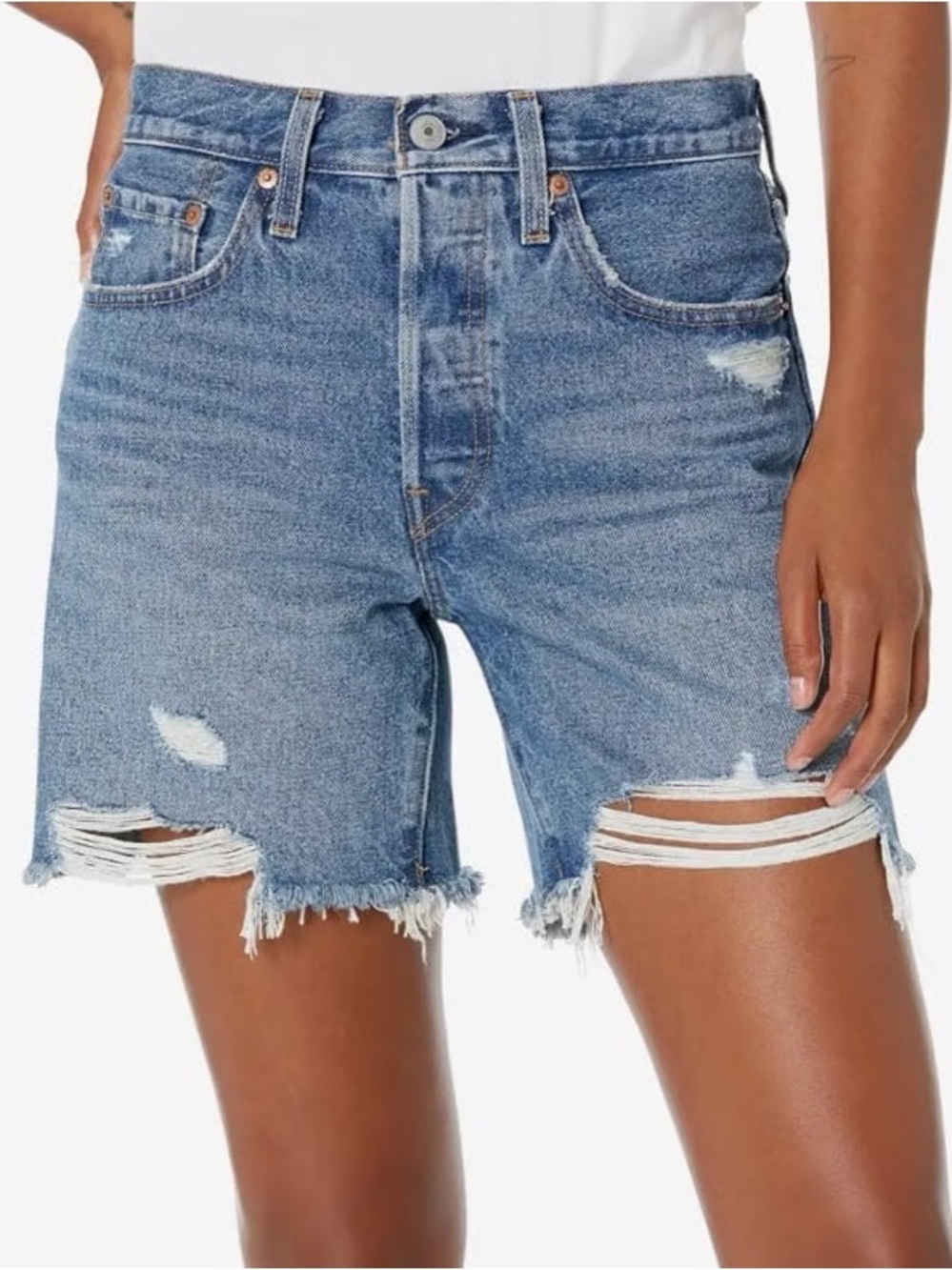 Levi's 501 Original High Rise Mid Thigh Denim Shorts Size W28 Medium Wash